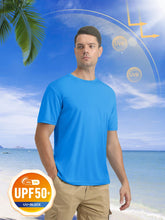 Load image into Gallery viewer, Mens Short Sleeve T Shirts Dry Fit Summer Shirts Ultra Lightweight UV Protection Hiking Shirts Athletic Tshirts Active T-Shirt Azure