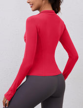 Load image into Gallery viewer, Workout Tops for Women Active Long Sleeve Compression Shirt Tennis Pilates Outfits Hiking Exercise Crop Tops Valentine's Day(Red)