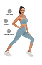 Load image into Gallery viewer, Steppe Naked Feeling High Waisted Yoga Pants Women's Workout Capris Leggings with Pockets Tummy Control Buttery Soft Running Compression Capris for Athletic Gym Exercise Fitness Blue Ashes