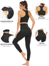 Load image into Gallery viewer, Workout Sets for Women 2 Piece High Waisted Seamless Leggings with Padded Stretchy Sports Bra Sets Yoga Outfit Jogging Gym Clothes(NA007S- Black)