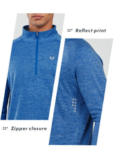 Load image into Gallery viewer, NORTHYARD Men's Running Shirt Long Sleeve Quarter Zip Pullover Moisture Wicking Quick Dry Athletic Workout Shirts BLUEHEATHER