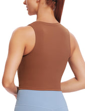 Load image into Gallery viewer, Natural Feelings Nudi Sports Bras for Women Removable Padded Yoga Tank Tops Sleeveless Fitness Workout Crop Tops Coffee Brown
