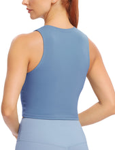 Load image into Gallery viewer, Natural Feelings Nudi Sports Bras for Women Removable Padded Yoga Tank Tops Sleeveless Fitness Workout Crop Tops Ink Blue