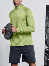 Load image into Gallery viewer, NORTHYARD Men's Running Shirt Long Sleeve Quarter Zip Pullover Moisture Wicking Quick Dry Athletic Workout Shirts LIGHTGREENHEATHER