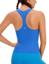 Load image into Gallery viewer, CRZ YOGA Butterluxe Racerback Workout Tank Tops for Women Sleeveless Camisole Gym Athletic Yoga Shirts Sparkle Blue