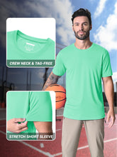 Load image into Gallery viewer, Short Sleeve Shirts for Men Dry Fit Tshirts UPF50 Active Athletic Summer T Shirts Workout Running T-Shirt Mint Green