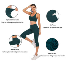 Load image into Gallery viewer, Steppe Naked Feeling High Waisted Yoga Pants Women's Workout Capris Leggings with Pockets Tummy Control Buttery Soft Running Compression Capris for Athletic Gym Exercise Fitness Dark Sea