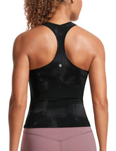 Load image into Gallery viewer, CRZ YOGA Butterluxe Racerback Workout Tank Tops for Women Sleeveless Camisole Gym Athletic Yoga Shirts Black Tie Dye Flowers