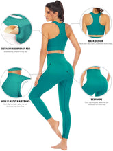 Load image into Gallery viewer, NOVA ACTIVE Workout Sets for Women 2 Piece High Waisted Seamless Leggings with Padded Stretchy Sports Bra Sets Yoga Outfit Jogging Gym Clothes(NA007M- Green)
