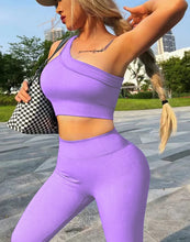 Load image into Gallery viewer, Purple Two Piece Women's Workout Outfits (2Pce Set)