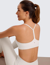 Load image into Gallery viewer, CRZ YOGA Butterluxe Womens Y Back Sports Bra - Padded Racerback Low Impact Spaghetti Thin Strap Workout Yoga Top Milky White (Bone)