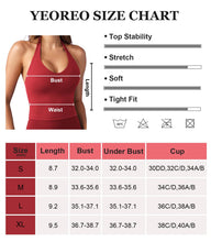 Load image into Gallery viewer, YEOREO Women's Halter Crop Top V Neck Workout Going Out Tank Top Hazel Padded Sleeveless Backless Trendy Summer Camisole Maroon Red