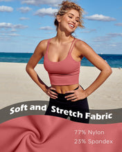 Load image into Gallery viewer, Everrysea Longline Sports Bra for Women Padded Workout Tank Tops Built in Bras Strappy Yoga Corp Top Camisole Pink