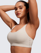 Load image into Gallery viewer, CRZ YOGA Women's Strappy Sports Bras Fitness Workout Padded Yoga Criss Cross Back Cami Mojave Tan