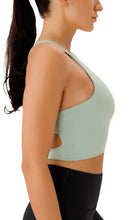 Load image into Gallery viewer, JOYSPELS Sports Bras for Women Extra Comfort Criss-Cross Back Padded Workout Tops for Women Medium Support Pale Green