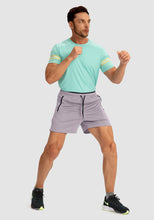 Load image into Gallery viewer, G Gradual Men's Running Shorts with Zipper Pockets Quick Dry Gym Athletic Workout 5" Shorts for Men (Light Grey)