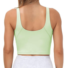 Load image into Gallery viewer, Women’s Longline Sports Bra Wirefree Padded Medium Support Yoga Bras Gym Running Workout Tank Tops(Pale Green)