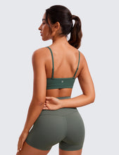 Load image into Gallery viewer, CRZ YOGA Butterluxe V-Neck Sports Bras for Women - Adjustable Thin Straps Padded Yoga Top Basic Wireless Camisole Dark Forest Green