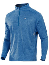 Load image into Gallery viewer, NORTHYARD Men's Running Shirt Long Sleeve Quarter Zip Pullover Moisture Wicking Quick Dry Athletic Workout Shirts BLUEHEATHER