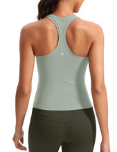 Load image into Gallery viewer, CRZ YOGA Butterluxe Racerback Workout Tank Tops for Women Sleeveless Camisole Gym Athletic Yoga Shirts Green Palm Court