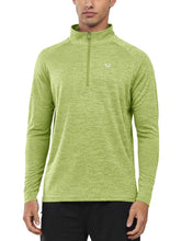 Load image into Gallery viewer, NORTHYARD Men's Running Shirt Long Sleeve Quarter Zip Pullover Moisture Wicking Quick Dry Athletic Workout Shirts LIGHTGREENHEATHER