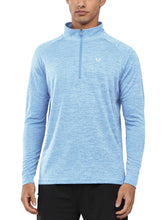 Load image into Gallery viewer, NORTHYARD Men's Running Shirt Long Sleeve Quarter Zip Pullover Moisture Wicking Quick Dry Athletic Workout Shirts SKYHEATHER