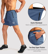 Load image into Gallery viewer, G Gradual Men's Running Shorts with Zipper Pockets Quick Dry Gym Athletic Workout 5" Shorts for Men (Dusty Blue)