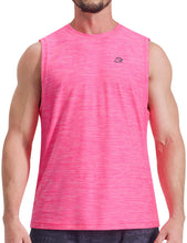 Load image into Gallery viewer, EZRUN Men's Tank Tops Quick Dry Workout Muscle Sleeveless Shirts Summer Gym Athletic Shirt for Swim Beach Running Neon Pink