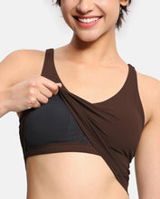 Load image into Gallery viewer, Women’s Longline Sports Bra Wirefree Padded Medium Support Yoga Bras Gym Running Workout Tank Tops Brown