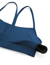Load image into Gallery viewer, CRZ YOGA Butterluxe Womens Y Back Sports Bra - Padded Racerback Low Impact Spaghetti Thin Strap Workout Yoga Top French Navy