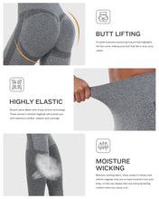 Load image into Gallery viewer, NORMOV Seamless Workout Butt Lifting Leggings - Booty Scrunch Gym Leggings for Women(AB Grey,S)