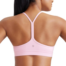 Load image into Gallery viewer, CRZ YOGA Butterluxe Womens Y Back Sports Bra - Padded Racerback Low Impact Spaghetti Thin Strap Workout Yoga Top Pink Peony