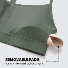 Load image into Gallery viewer, CRZ YOGA Butterluxe Womens Y Back Sports Bra - Padded Racerback Low Impact Spaghetti Thin Strap Workout Yoga Top Grey Sage