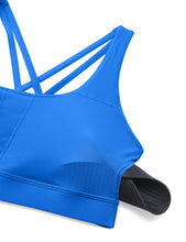 Load image into Gallery viewer, CRZ YOGA Women's Strappy Sports Bras Fitness Workout Padded Yoga Criss Cross Back Cami Sparkle Blue