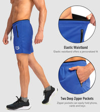 Load image into Gallery viewer, G Gradual Men's Running Shorts with Zipper Pockets Quick Dry Gym Athletic Workout 5" Shorts for Men (Blue)