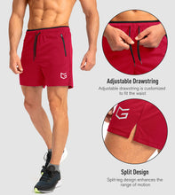 Load image into Gallery viewer, Men's Running Shorts with Zipper Pockets Quick Dry Gym Athletic Workout 5" Shorts for Men (red)