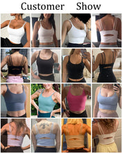 Load image into Gallery viewer, Everrysea Longline Sports Bra for Women Padded Workout Tank Tops Built in Bras Strappy Yoga Corp Top Camisole Light Brown
