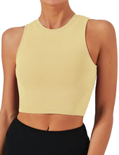 Load image into Gallery viewer, Natural Feelings Nudi Sports Bras for Women Removable Padded Yoga Tank Tops Sleeveless Fitness Workout Crop Tops Cream Yellow