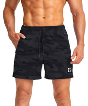 Load image into Gallery viewer, G Gradual Men's Running Shorts with Zipper Pockets Quick Dry Gym Athletic Workout 5" Shorts for Men (Grey camo)