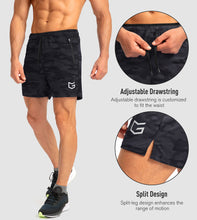 Load image into Gallery viewer, G Gradual Men's Running Shorts with Zipper Pockets Quick Dry Gym Athletic Workout 5" Shorts for Men (Grey camo)