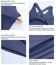 Load image into Gallery viewer, JOYSPELS Sports Bras for Women Extra Comfort Criss-Cross Back Padded Workout Tops for Women Medium Support Navy Blue