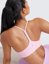 Load image into Gallery viewer, CRZ YOGA Butterluxe Womens Y Back Sports Bra - Padded Racerback Low Impact Spaghetti Thin Strap Workout Yoga Top Pink Peony