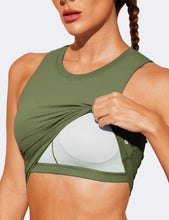 Load image into Gallery viewer, Natural Feelings Nudi Sports Bras for Women Removable Padded Yoga Tank Tops Sleeveless Fitness Workout Crop Tops Grey Olive