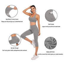 Load image into Gallery viewer, Steppe Naked Feeling High Waisted Yoga Pants Women's Workout Capris Leggings with Pockets Tummy Control Buttery Soft Running Compression Capris for Athletic Gym Exercise Fitness Grey