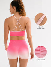 Load image into Gallery viewer, FRESOUGHT Pink Workout Sets for Women, Active Wear for Women Seamless Workout Top Bottom Sets Hanging Dye Hot Pink
