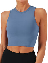 Load image into Gallery viewer, Natural Feelings Nudi Sports Bras for Women Removable Padded Yoga Tank Tops Sleeveless Fitness Workout Crop Tops Ink Blue