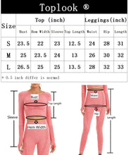 Load image into Gallery viewer, Toplook Women Seamless Workout Outfits Athletic Set Leggings + Long Sleeve Top 2 Pieces(Green Gray)