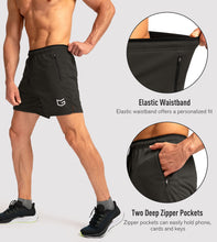 Load image into Gallery viewer, G Gradual Men's Running Shorts with Zipper Pockets Quick Dry Gym Athletic Workout 5" Shorts for Men (Olive Green)
