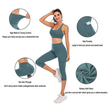 Load image into Gallery viewer, Steppe Naked Feeling High Waisted Yoga Pants Women's Workout Capris Leggings with Pockets Tummy Control Buttery Soft Running Compression Capris for Athletic Gym Exercise Fitness Adriatic Blue