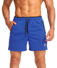 Load image into Gallery viewer, G Gradual Men's Running Shorts with Zipper Pockets Quick Dry Gym Athletic Workout 5" Shorts for Men (Blue)